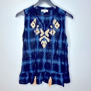 THML Embroidered Blue Tank‎ Top Size S